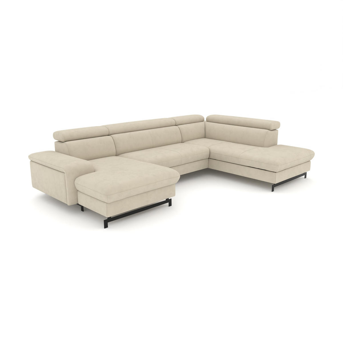 WOHNLANDSCHAFT Vaasa mit Schlaffunktion - Beige, Kunststoff/Textil (328/81/215cm) - foamnova