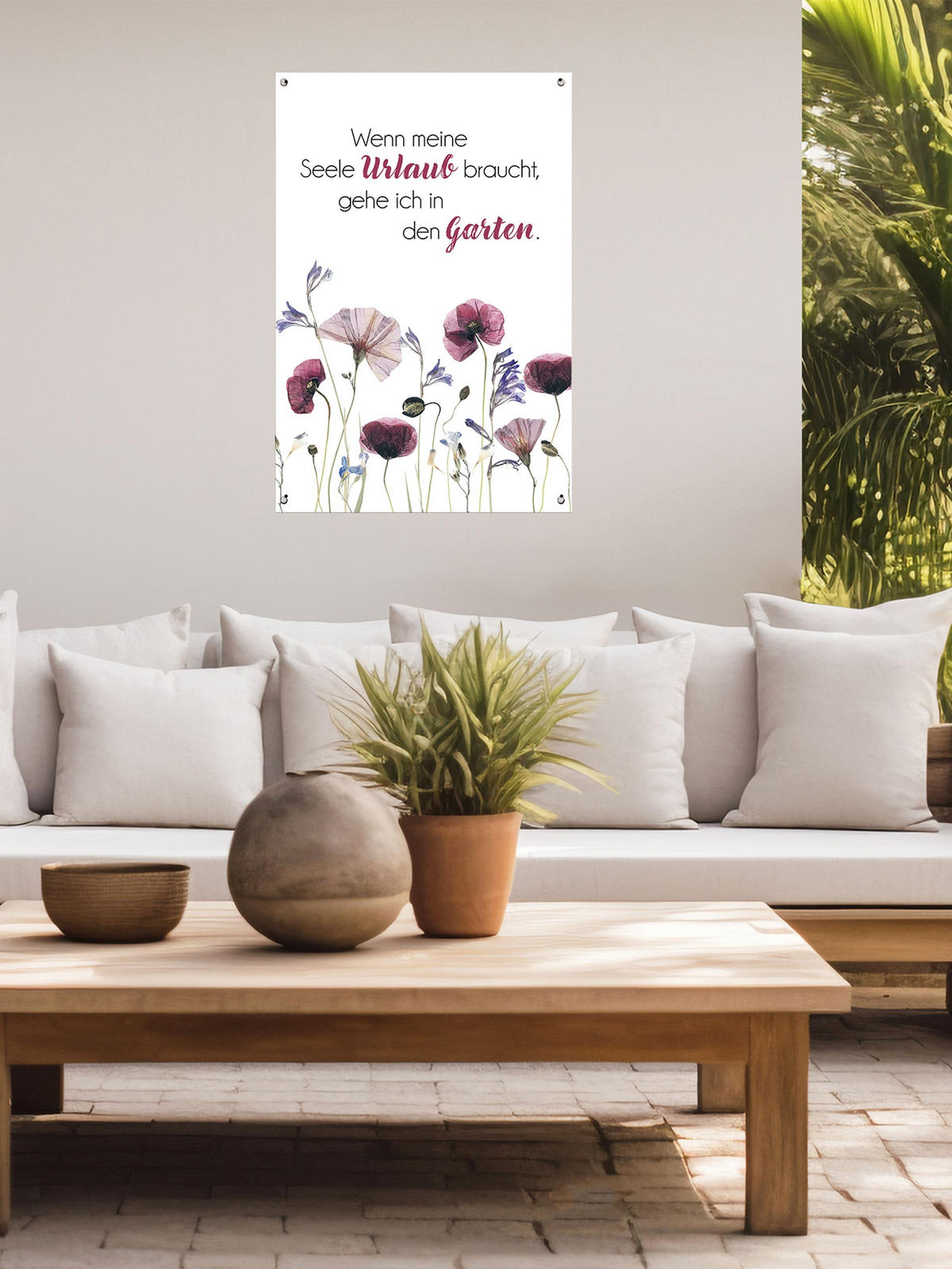 GARTEN-POSTER 60x90 cm Spruch Blumen - Weiß, Kunststoff (60/90/2cm) - artissimo