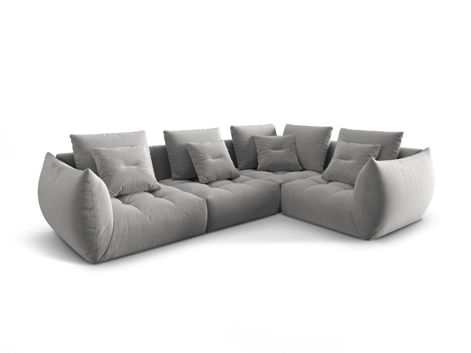 ECKSOFA modular rechts Bloom aus Samt grau 3 Sitzplätze - Grau, Textil (216/316cm) - Micadoni