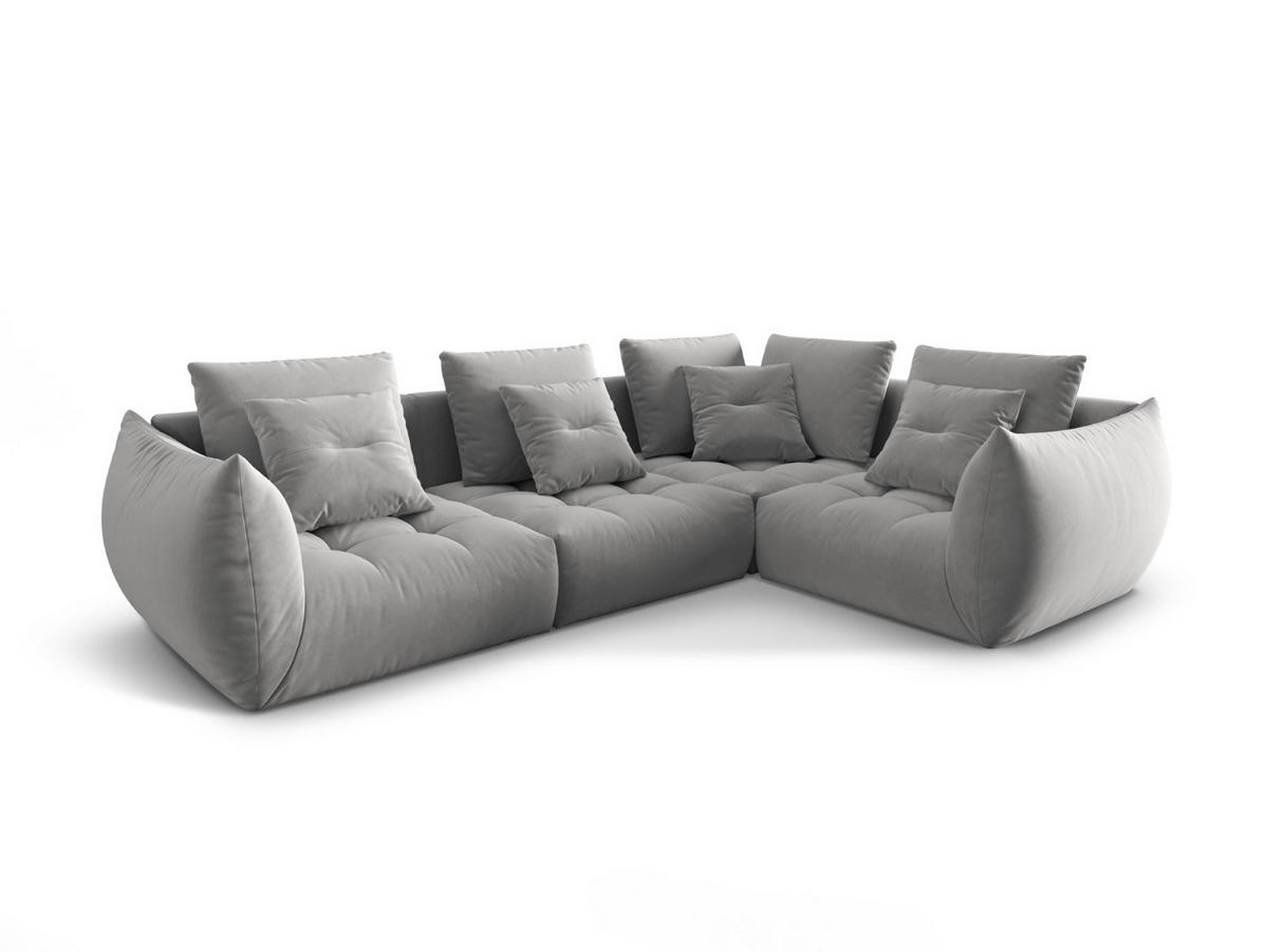 ECKSOFA modular rechts Bloom aus Samt grau 3 Sitzplätze - Grau, Textil (216/316cm) - Micadoni