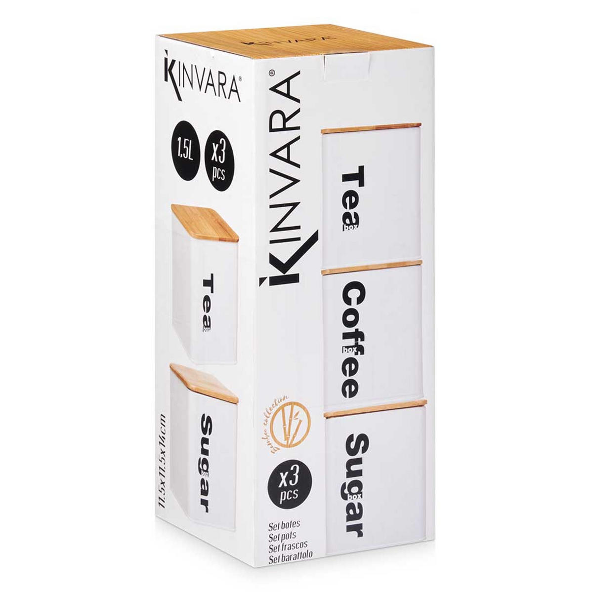 TEEBEHÄLTER 3 Stück - Weiß, Metall (11/14/11cm) - Kinvara