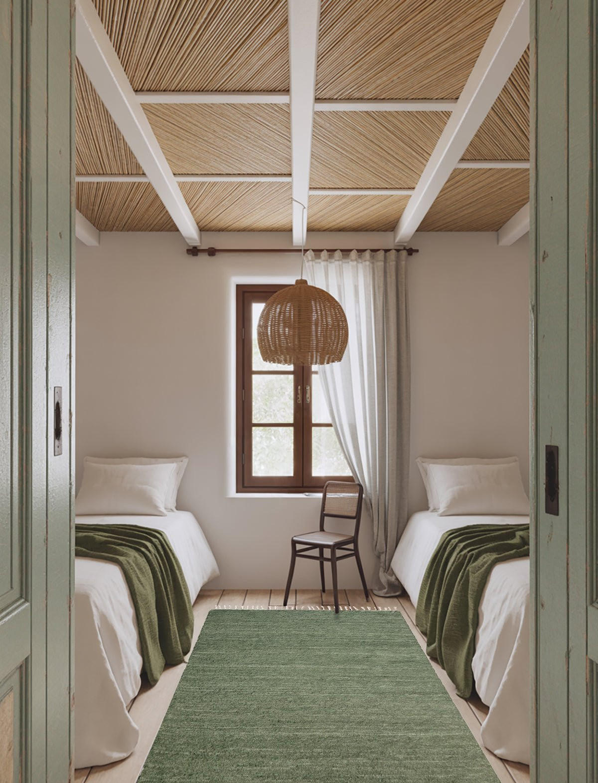 TEPPICH aus recycelter Baumwolle handgewebt grün - Grün, Naturmaterialien (120/170cm) - AFK Living