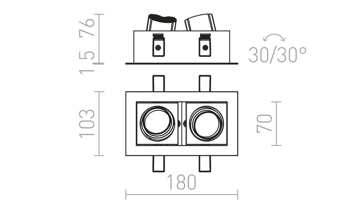 EINBAULEUCHTE BONDY II Weiß 14 W - Weiß, Metall (9/9/12cm) - Rendl