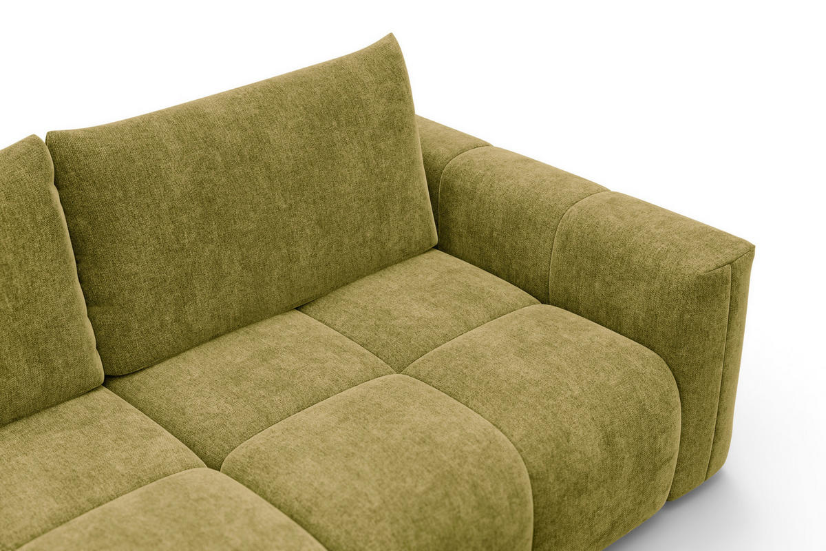 ECKSOFA VERONA 3-Sitzer links, Khaki - Schwarz/Grün, Holz/Textil (224/173cm) - Courtois Laville