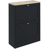 SCHUHSCHRANK Schwarz Holzwerkstoff klappbar mit Fächern 1 Stück - Schwarz, Holzwerkstoff (60/80/23.5cm) - PANGIVO