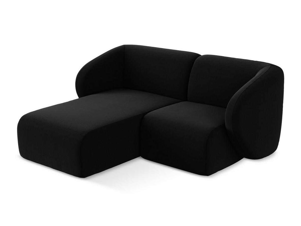 ECKSOFA Links Samt Stoff Blau - Türkis/Schwarz, Holzwerkstoff/Kunststoff (240/90cm) - Makamii