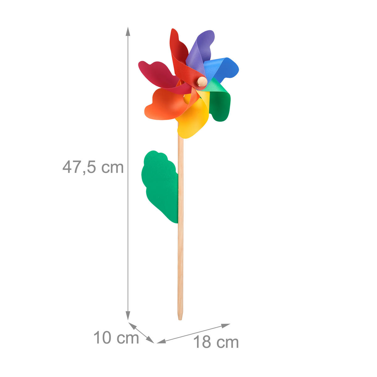 WINDRAD - Multicolor, Holz/Kunststoff (18/47.5/8.5cm) - Relaxdays