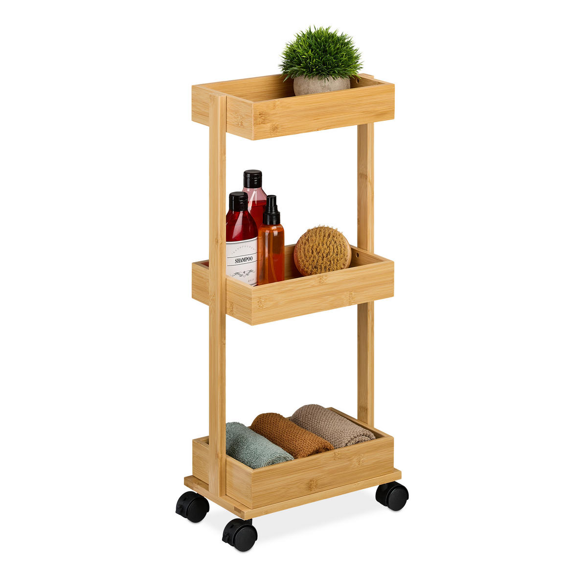 ROLLWAGEN - Hellbraun, Holz/Holzwerkstoff (31/71.5/18cm) - Relaxdays