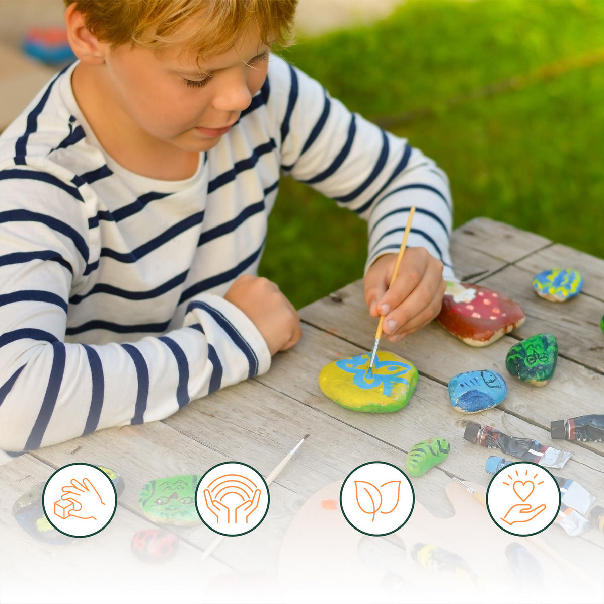 MALSTEINE - Grau, Stein (12/3.5/8cm) - Relaxdays