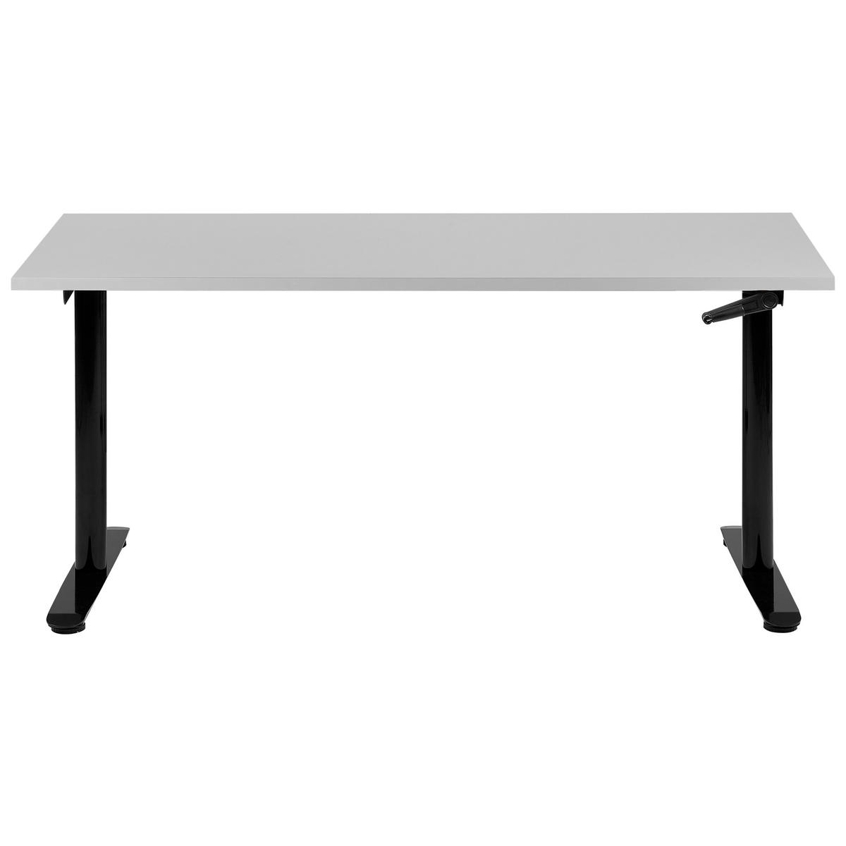 SCHREIBTISCH grauschwarz 160/72 cm manuell höhenverstellbar Destin IV - Schwarz/Grau, Holz (72/160/74cm) - Beliani