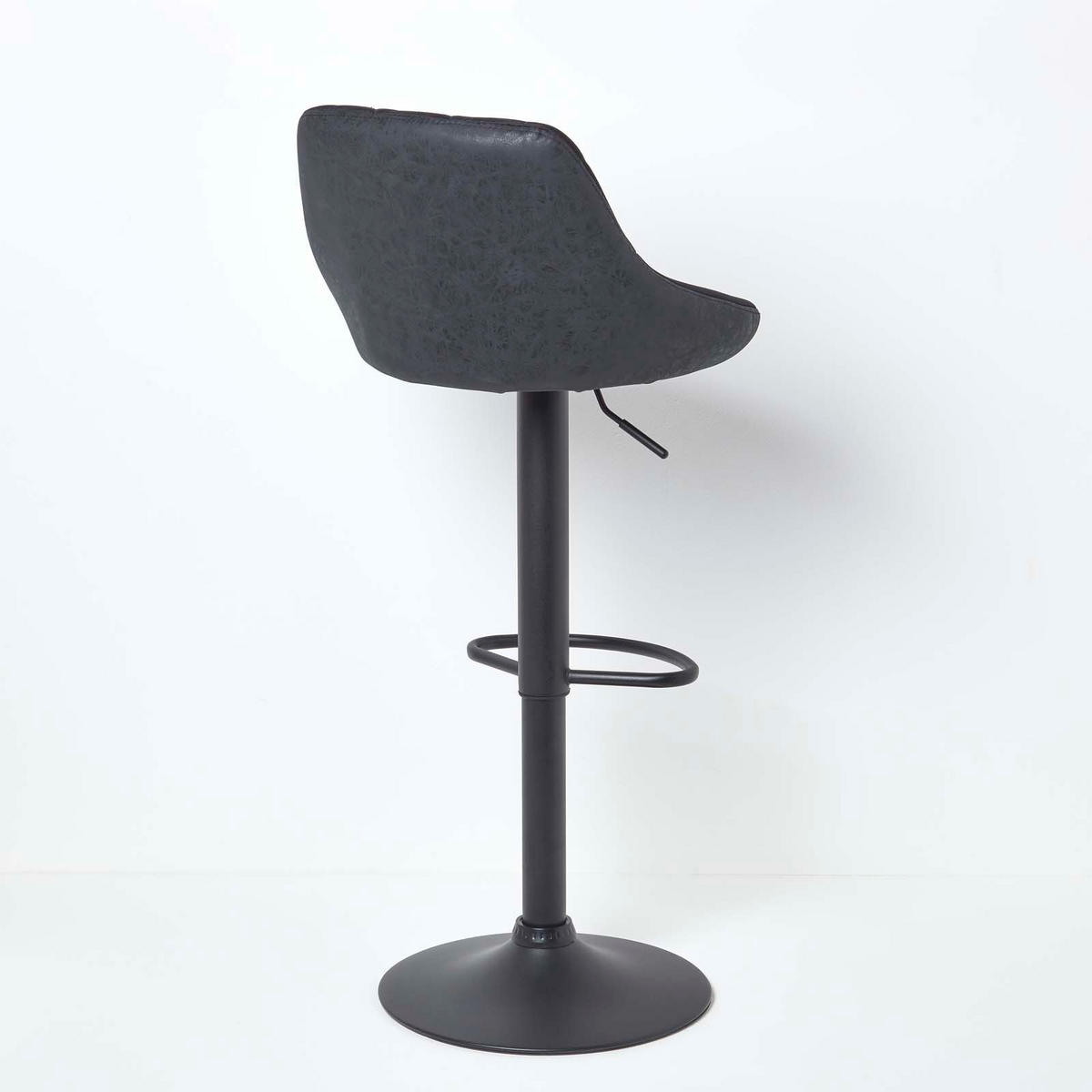 BARSTUHL Henley, Samt mit Rückenlehne, drehbar & höhenverstellbar - Schwarz, Textil (48/105/46cm) - Homescapes