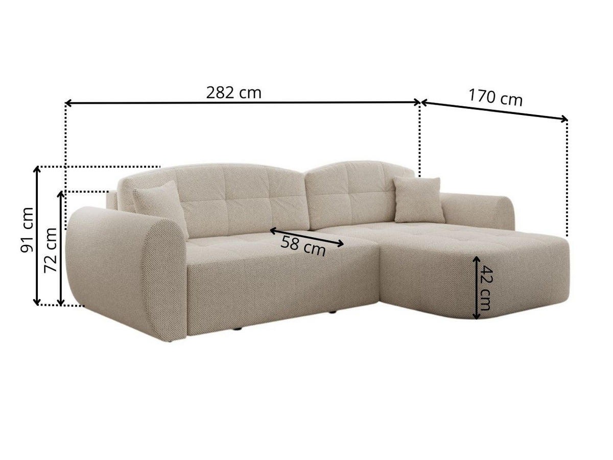 ECKSOFA Avessio Grau - Schwarz/Grau, Holz/Kunststoff (282/170cm) - Graingold