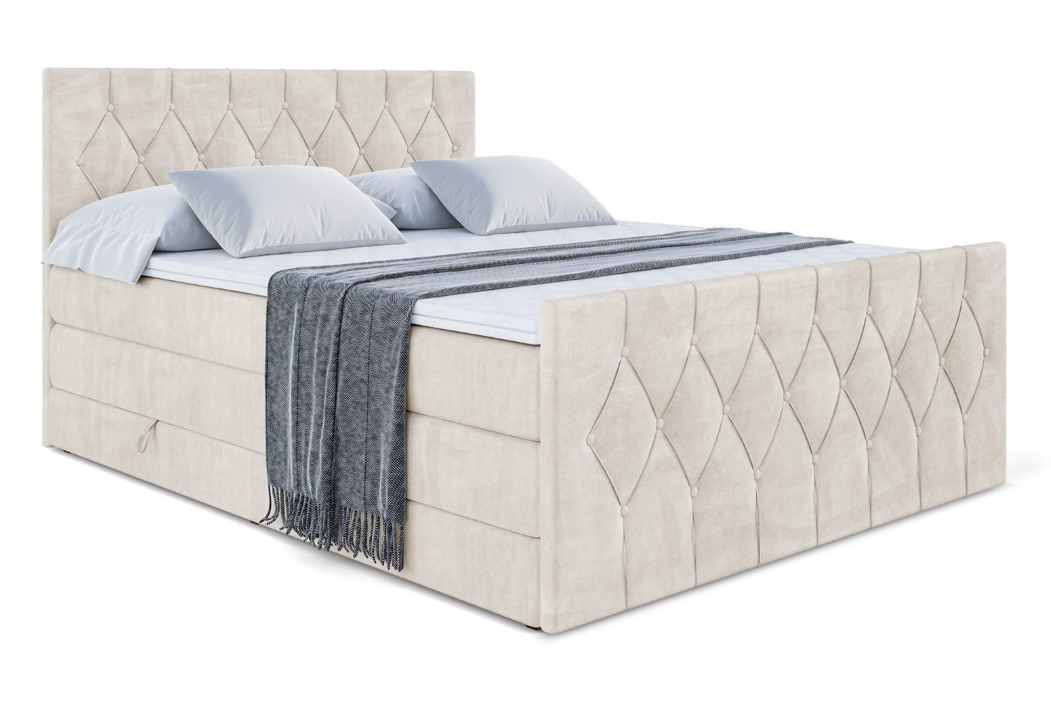 BOXSPRINGBETT VELANTO-Z KING - 200 x 200 - H3/H4 - Ecru - Ecru, Holzwerkstoff (200/200cm) - ALTDECOR