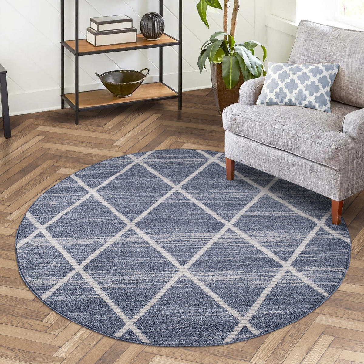 KURZFLOR-TEPPICH Art 2646 Blau 200x200 cm rund - Blau, Textil (200/200cm) - carpet city