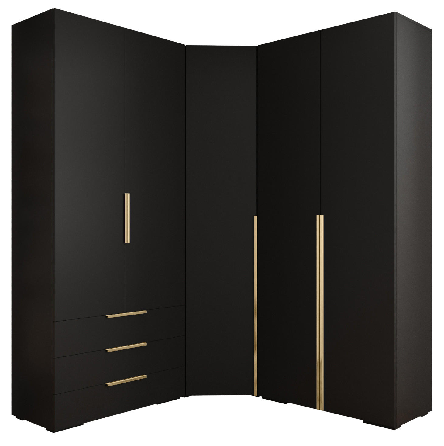 GARDEROBEN-SET 236,7/181,7/47 - Goldfarben/Schwarz, Holz/Kunststoff (181.7/236.7/47cm) - Abiks Möbel
