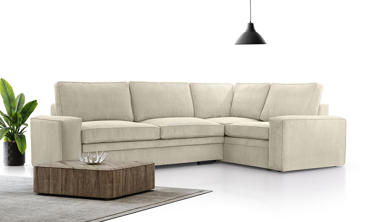 ROHOVÁ SEDACÍ SOUPRAVA FJORDI s funkcí spaní, Béžová - béžová, textil (296/196cm) - Fedve