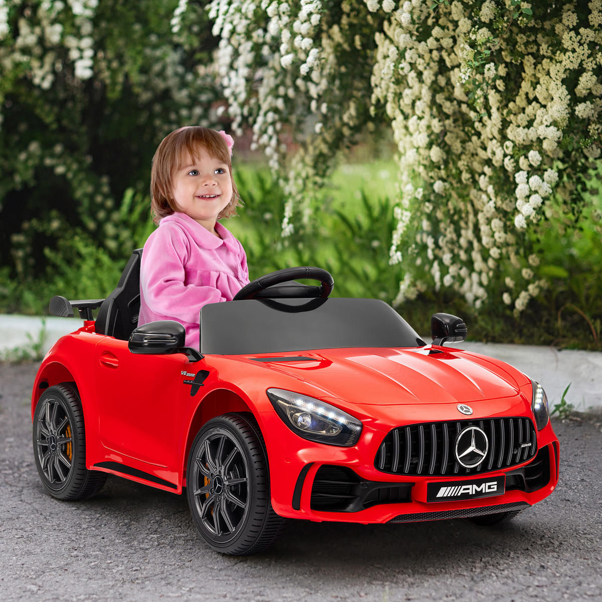 ELEKTRO-KINDERAUTO, Mercedes, 3-5 km/h, Fernbedienung, Licht & Musik, Rot - Rot, Kunststoff/Metall (108/67/46cm) - AIYAPLAY