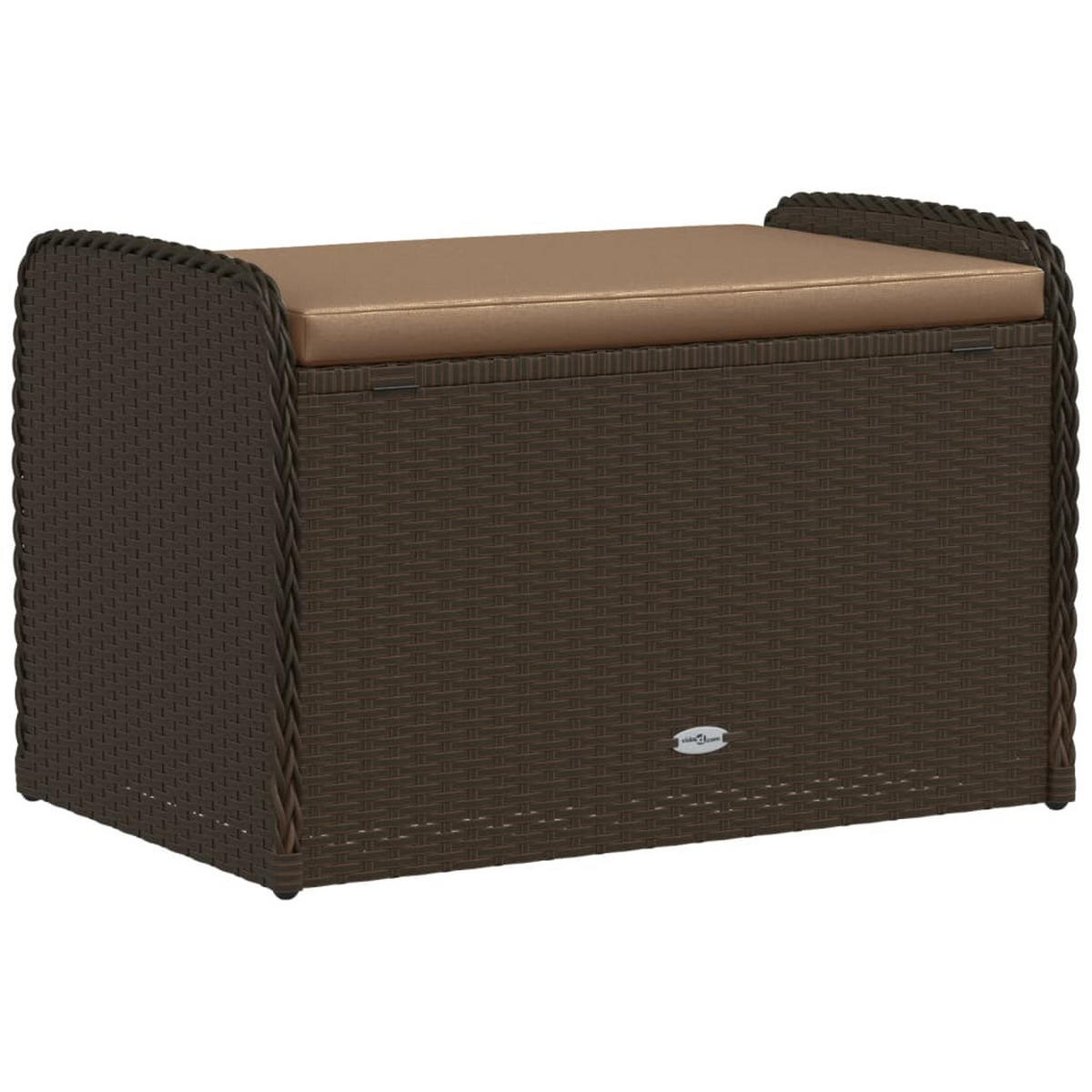 SITZBANK Mit Stauraum & Kissen Braun 80/51/52 Cm Poly Rattan - Weiß/Braun, Kunststoff/Textil (80/52/51cm) - vidaXL