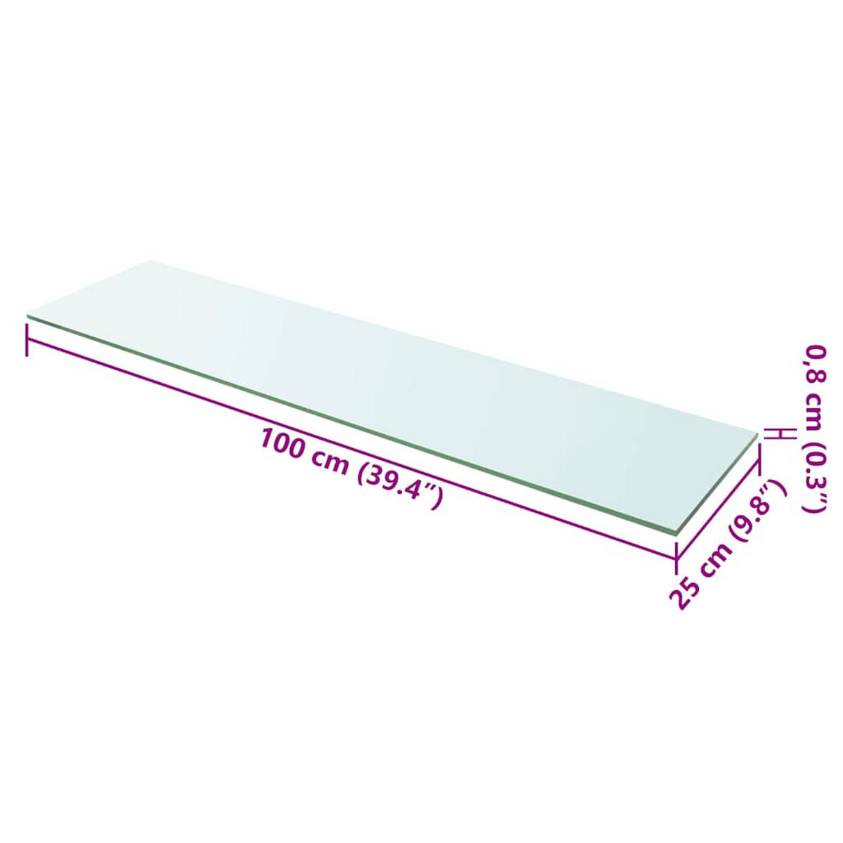 WANDBOARD 100/25/0,8 cm aus Glas Transparent - Transparent, Glas (100/0.8/25cm) - vidaXL