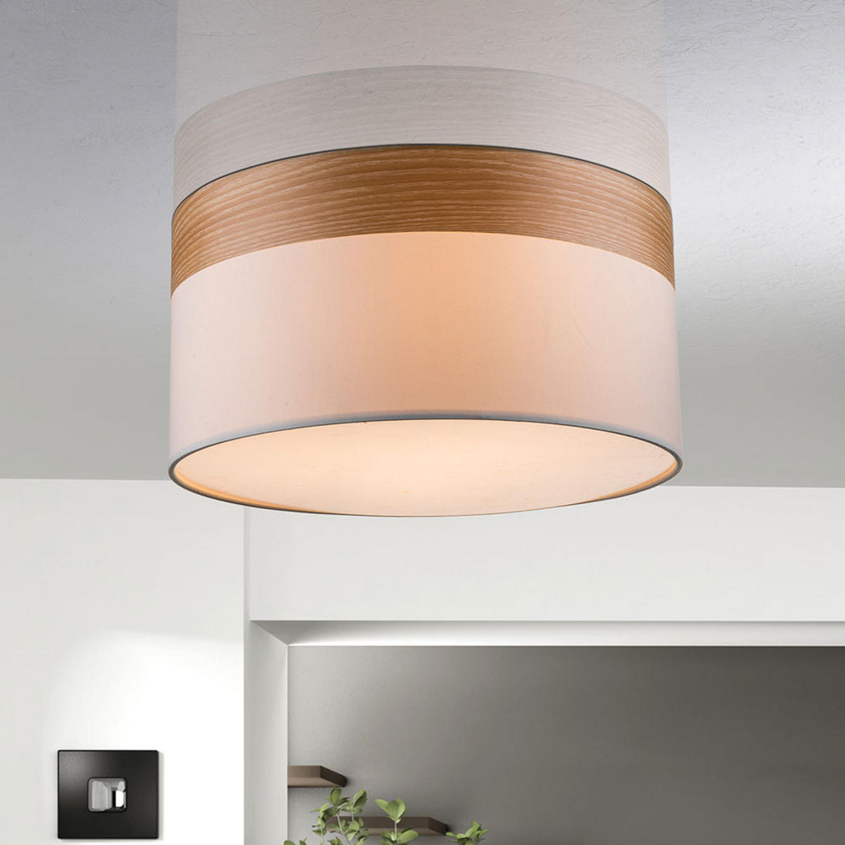 LED DECKENLEUCHTE Chipsy Beige Holzoptik - Beige, Holz (40/40/25cm) - Globo Lighting