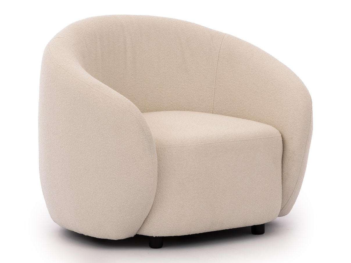 SESSEL Roundi Cremeweiß Bouclé - Creme/Schwarz, Holz/Kunststoff (90/76/80cm) - S-Style Möbel