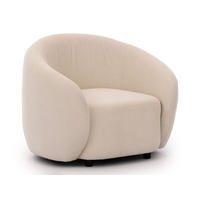 SESSEL Roundi Cremeweiß Bouclé - Creme/Schwarz, Holz/Kunststoff (90/76/80cm) - S-Style Möbel