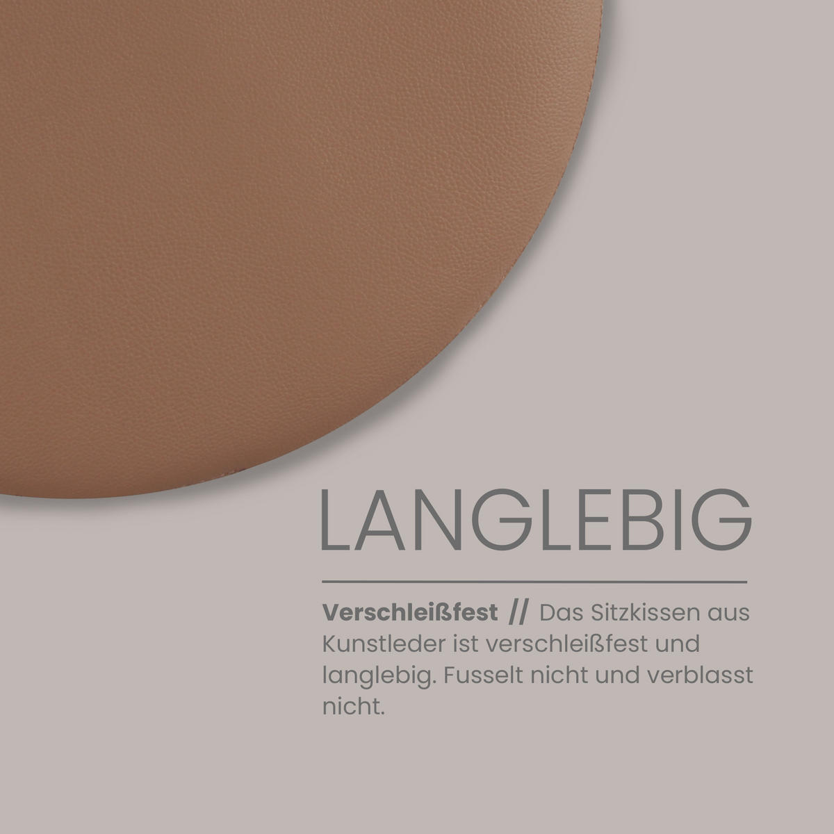 STUHLKISSEN 2er Pack ⌀ 38cm braun Lederimitat mit Antirutsch - Braun, Textil (38/38/1cm) - Bestlivings
