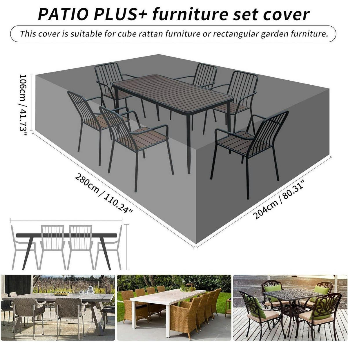 ABDECKHAUBE für Gartenmöbel-Set 280 x 204 x 106 cm wasserdicht transparent - Transparent, Kunststoff (280/106/204cm)
