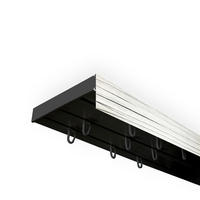 VORHANGSCHIENE SH, 3-läufig, Schiene schwarz, Blende 5 cm weiß-esche, 300 cm - Schwarz, Kunststoff (4.7/1.7/300cm) - SN Deco