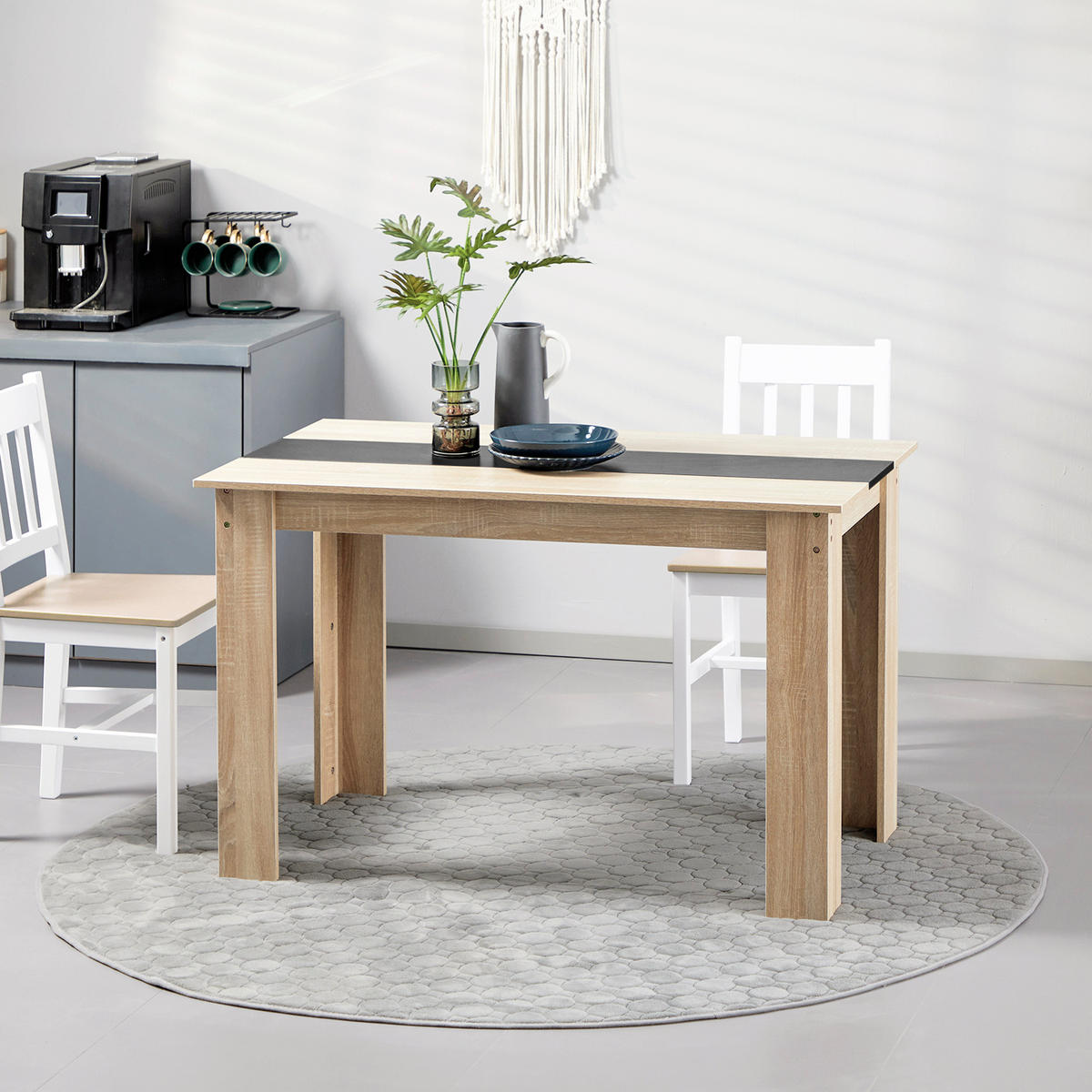 ESSTISCH Eichefarben Schwarz Holzoptik 120/69/75 cm - Naturfarben, Holz (69/120/75cm) - PANGIVO