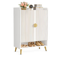 SCHUHSCHRANK Weiß 75/37/110 cm - Goldfarben/Weiß, Holzwerkstoff/Metall (73/110/37cm) - Quality Elegance