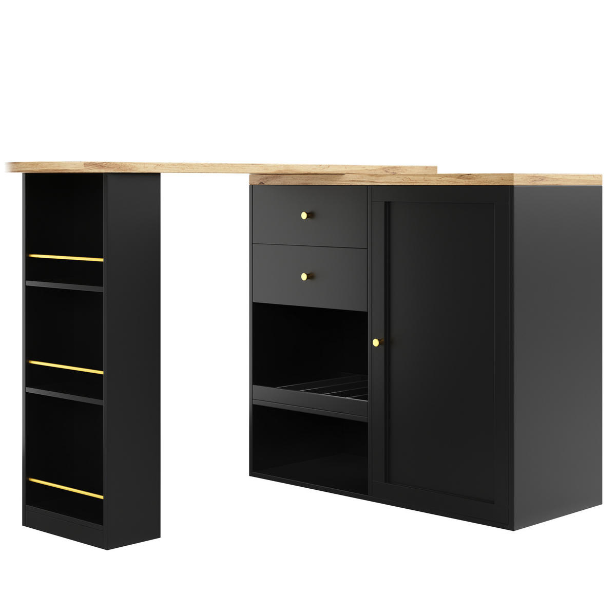 SCHRANK mit drehbaren Seitenregalen 105 x 39 x 102 cm Schwarz - Schwarz, Holz (39/104/138cm) - Beauniv