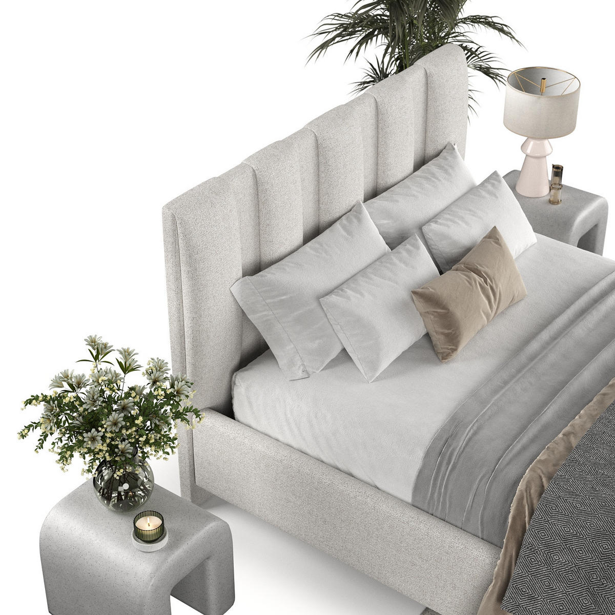 POLSTERBETT Loom 180/200 cm Hellbeige im Riva Stoff - Beige/Naturfarben, Holz/Holzwerkstoff (180/200cm) - AltaBeds