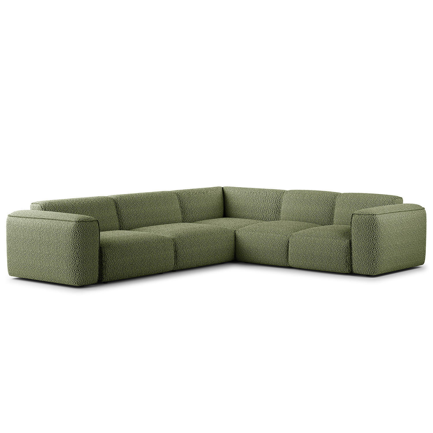 ECKSOFA mit Rundecke - Schwarz/Grün, Kunststoff/Textil (325/260cm) - home24