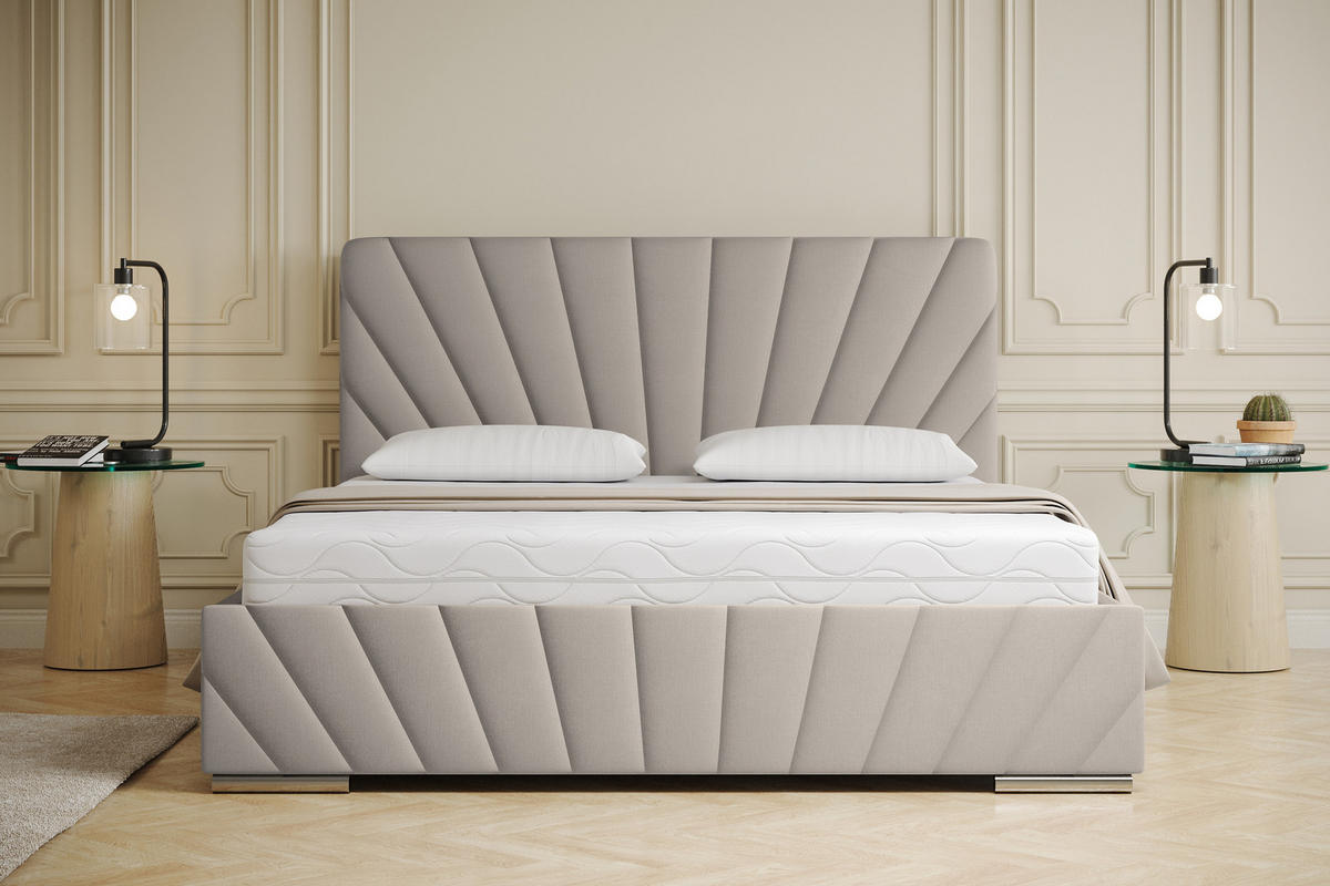 POLSTERBETT Ray 160 x 200 cm mit Bettkasten, Lattenrost OHNE MATRATZE - Beige - Beige, Holz (160/200cm) - Panda Möbel