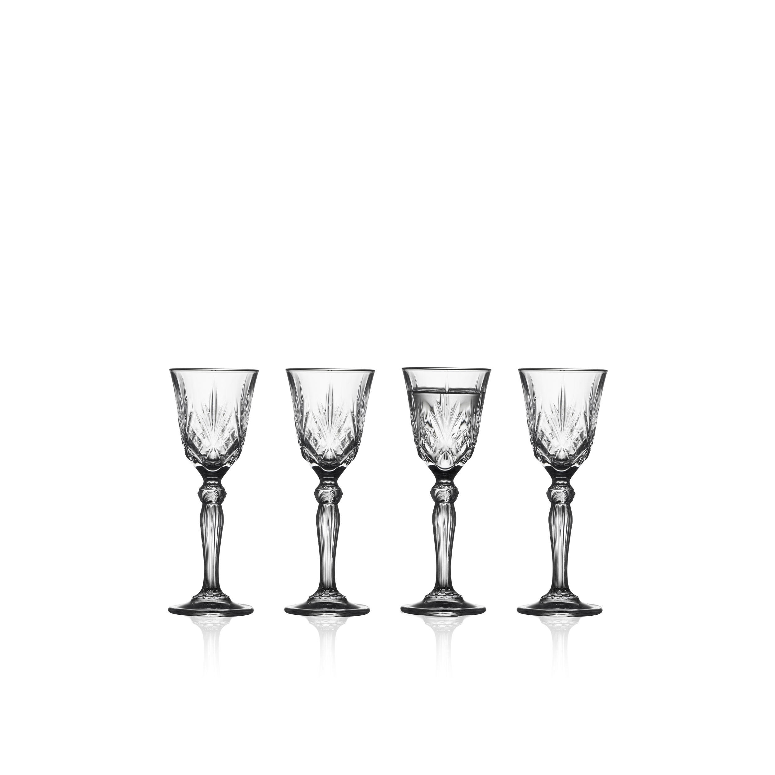 SCHNAPSGLAS Melodia 4er Set, Kristallglas, Transparent, 50 ml - Transparent, Glas (0.05L) - Lyngby Glas