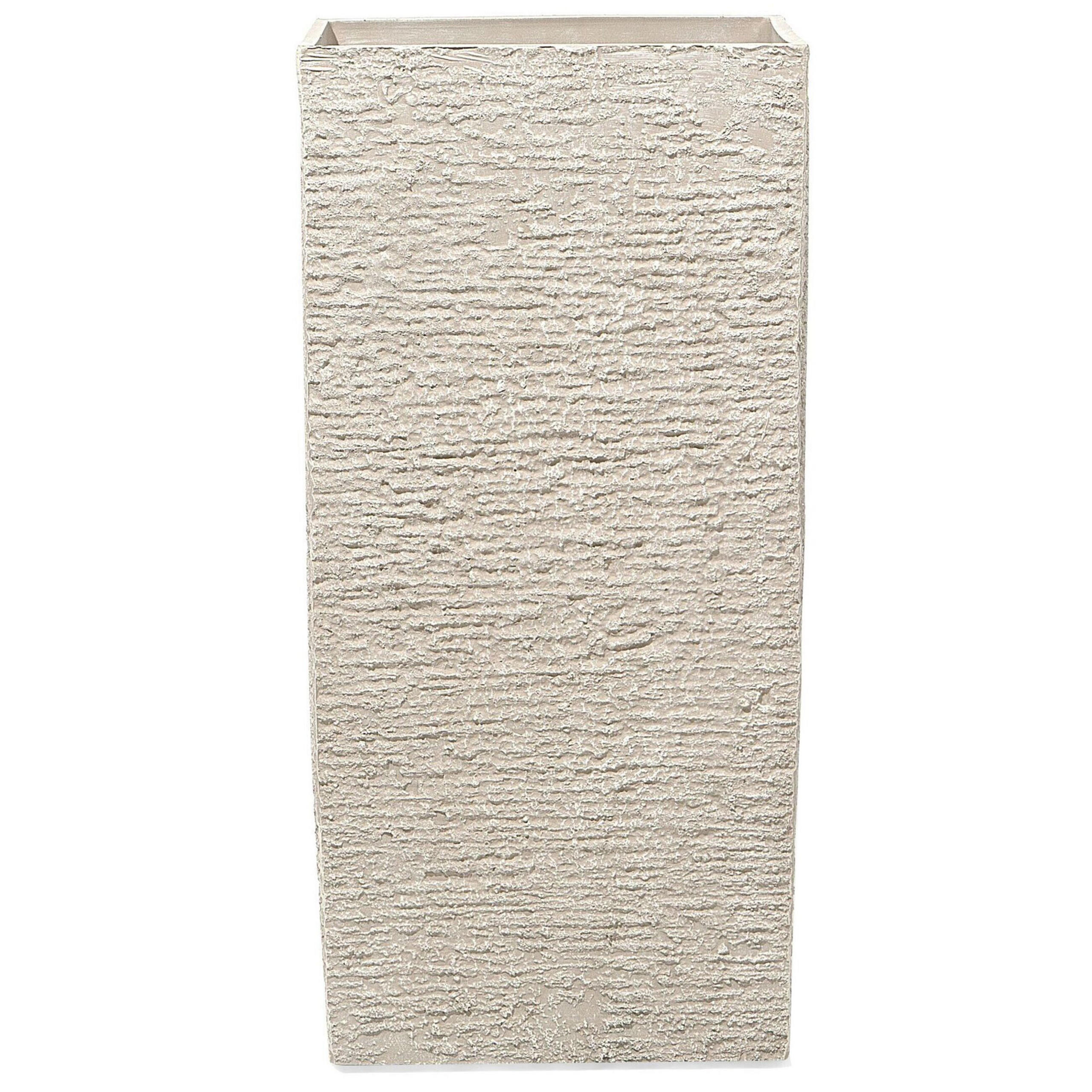 BLUMENKÜBEL beige quadratisch 40/40/81 cm Gaza - Beige, Stein (81cm) - Beliani