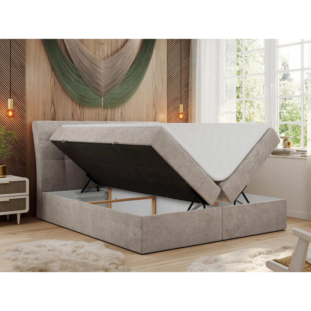 Thumbnail - MKS Boxbett, Beige, Textil, 2-Sitzer, H4, Rechteckig, 160x200 cm, Schlafzimmer, Betten, Boxspringbetten