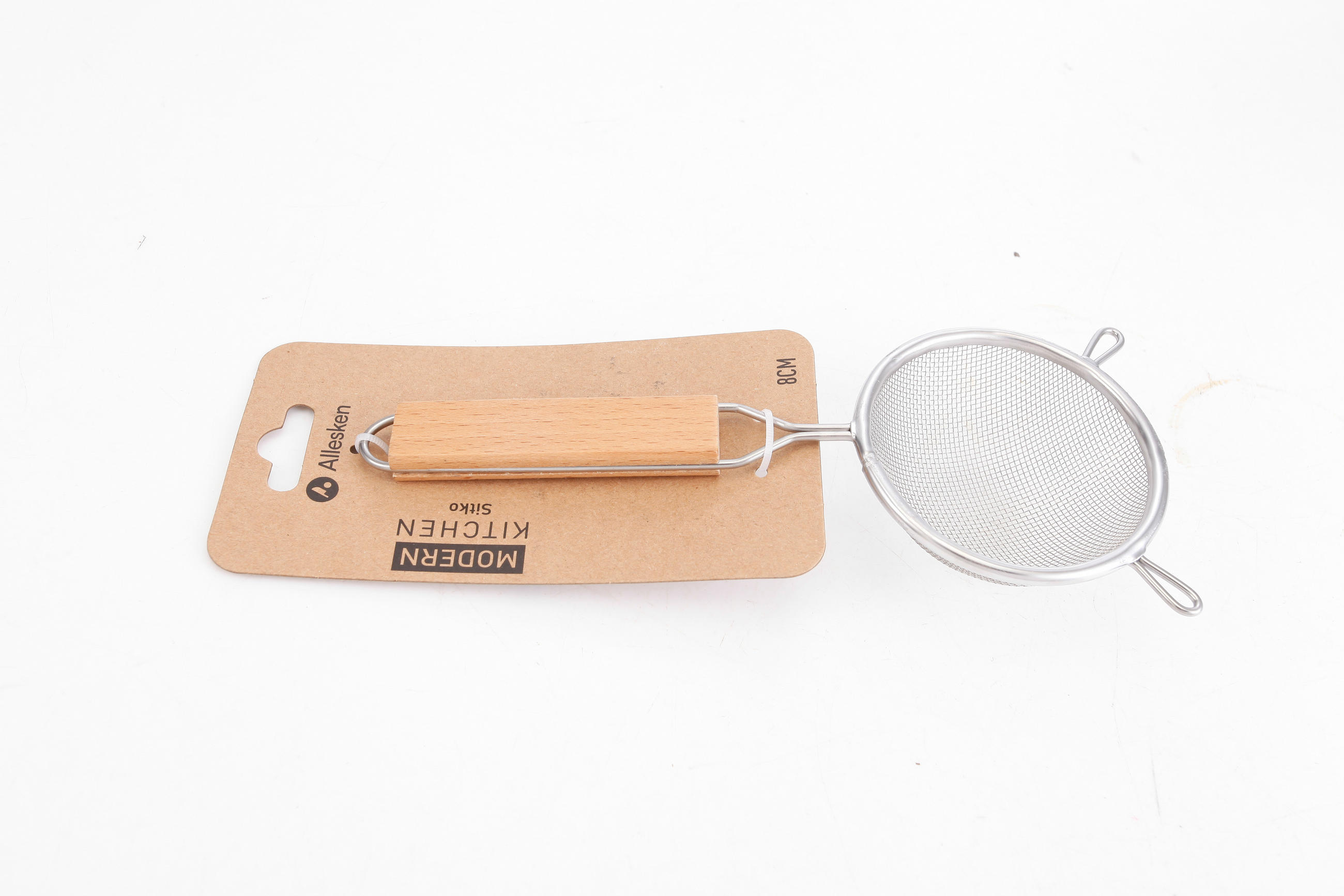 SIEB Modern Kitchen Naturfarbe Silber 8/8/8 cm Holz - Silberfarben/Naturfarben, Holz/Metall (8cm) - Mondex