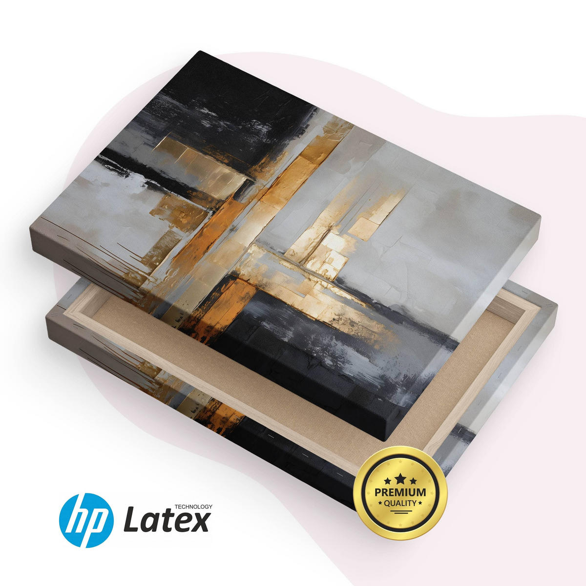 LEINWANDBILD Abstraktion Moderne Kunst Glamour 120/80 cm - Beige/Schwarz, Textil (120/80cm) - Muralo