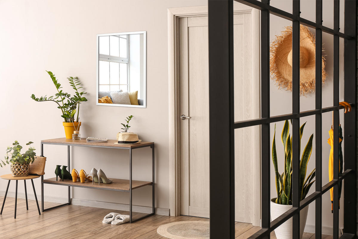 SPIEGEL 100x70cm Weißer Rahmen - Transparent, Glas (100/70/0.4cm) - Wallfluent