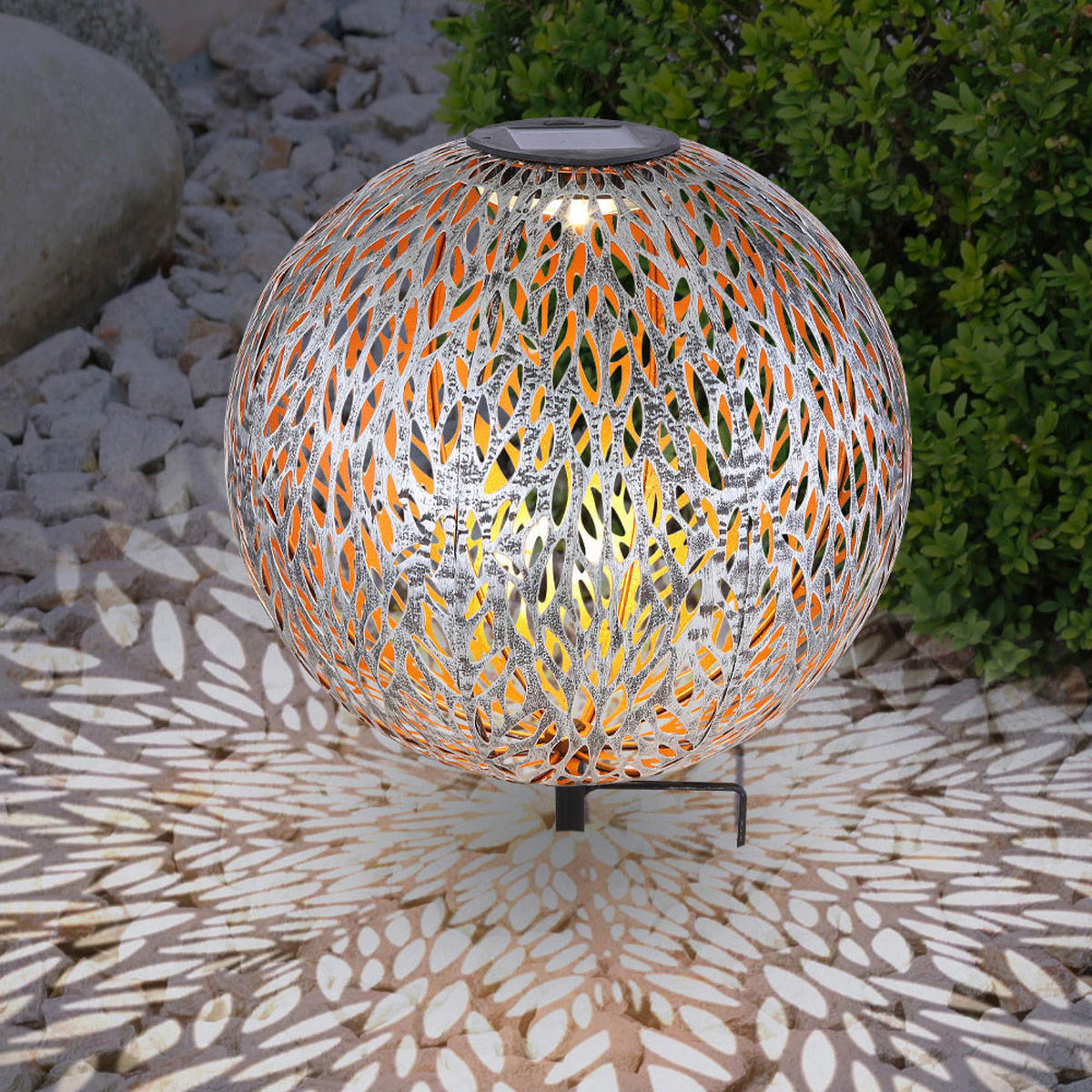 LED AUSSENLEUCHTE Kugel Silber-Grau Gold 2er Set - Silberfarben, Metall (27/27/38cm) - Globo Lighting