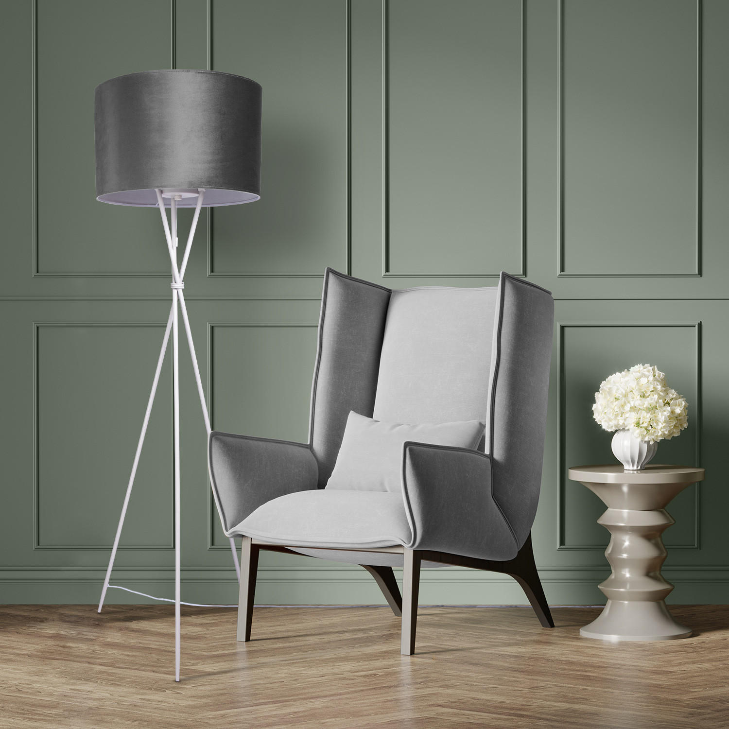 STEHLEUCHTE Kate Fl - Grau, Metall (48/48/177.5cm) - Paco Home