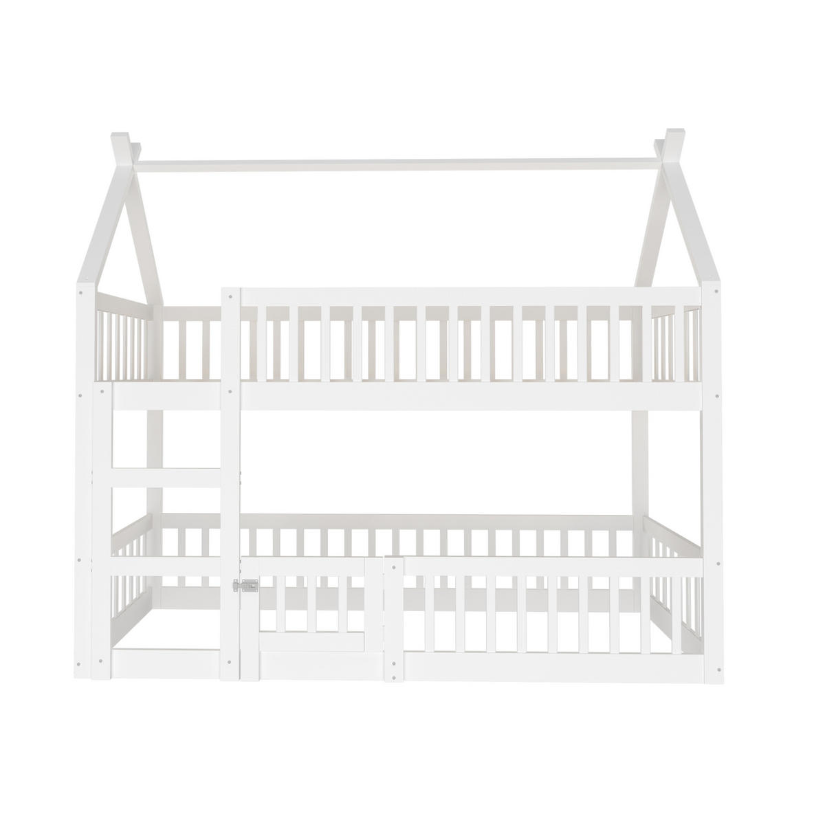 ETAGENBETT 90/200 cm mit Treppe und Sicherheitsumrandung, Weiß - Weiß, Holzwerkstoff (90/200cm) - Redom