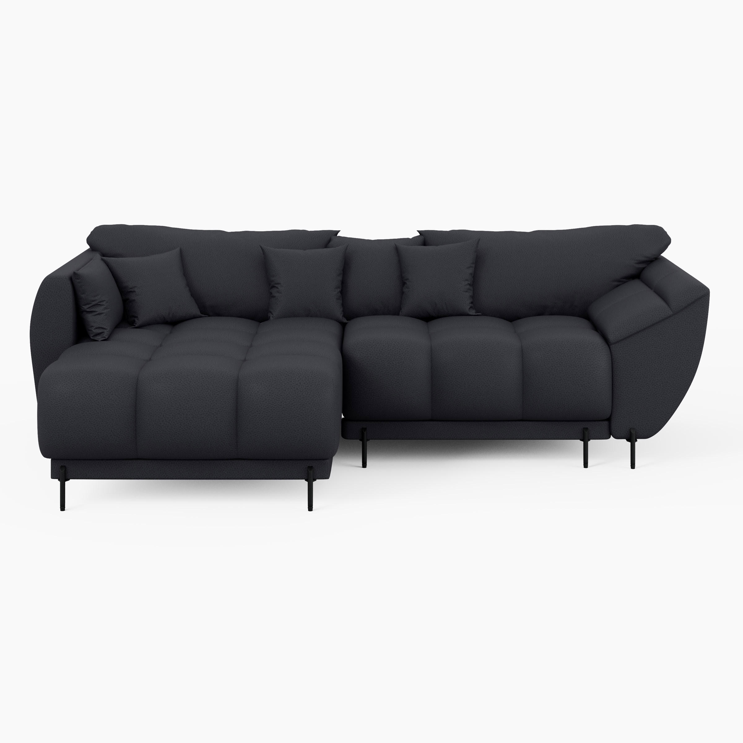 ECKSOFA LEGRO Links Dunkelgrau Velours Pet Friendly L-Form Couch mit Schlaffunktion & Bettkasten - Dunkelgrau/Schwarz, Holz (180/285cm) - Barchello