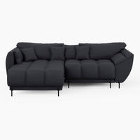 ECKSOFA LEGRO Links Dunkelgrau Velours Pet Friendly L-Form Couch mit Schlaffunktion & Bettkasten - Dunkelgrau/Schwarz, Holz (180/285cm) - Barchello
