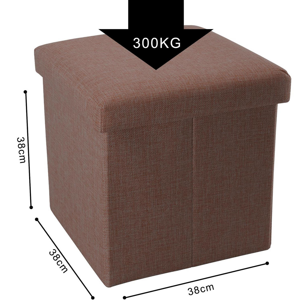 SITZBOX mit Stauraum 30/30/30 cm (Braun) - Braun, Textil (38/38/38cm) - Intirilife