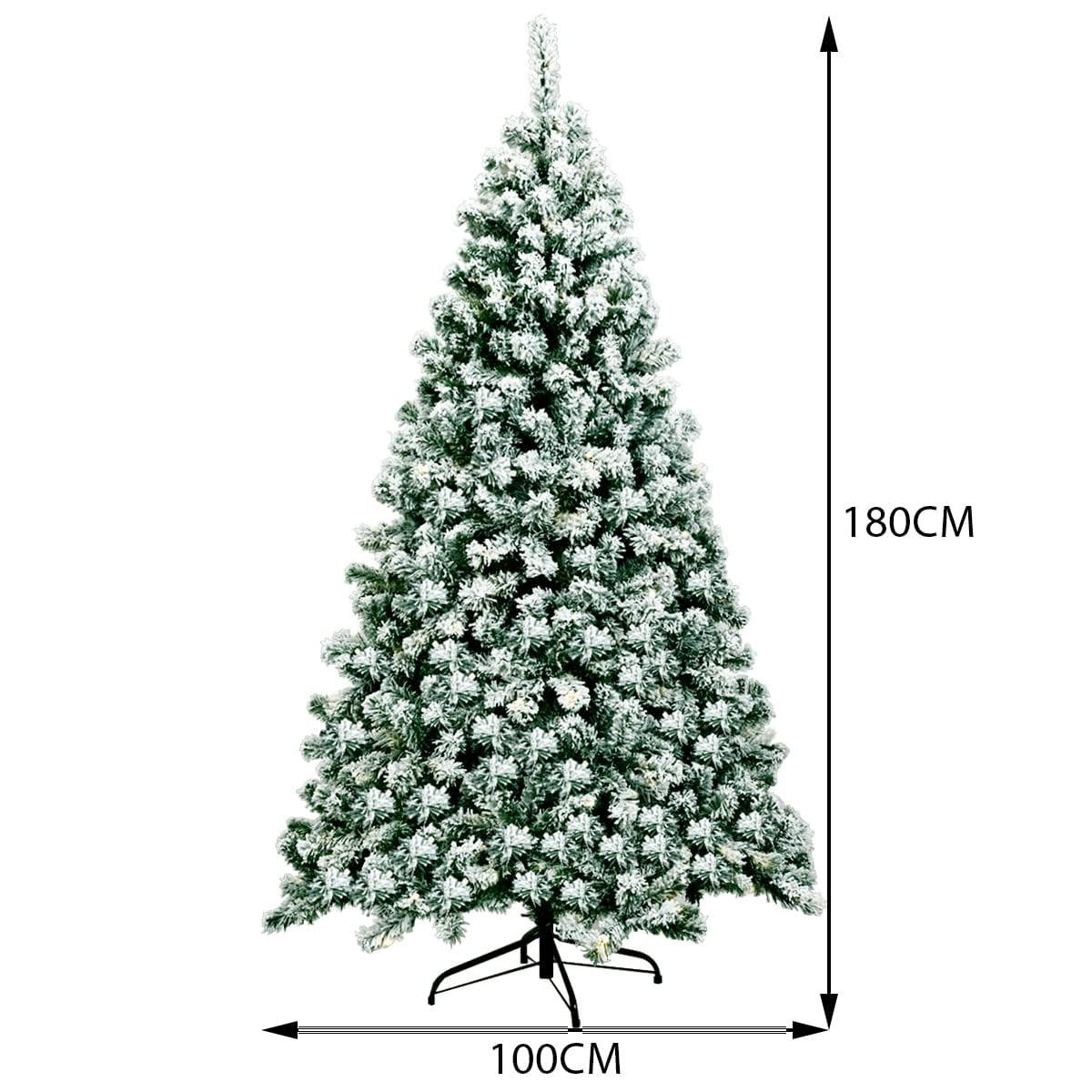 WEIHNACHTSBAUM mit Schnee und warmweissen LED-Lichtern 180cm Grün - Grün, Metall (180cm) - COSTWAY