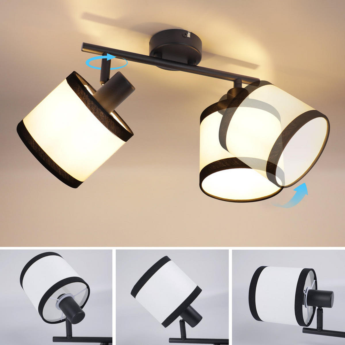 DECKENSTRAHLER Chambers Ⅲ 2-flammig 28/12/18 cm - Schwarz, Metall (28/12/18cm) - Nettlife