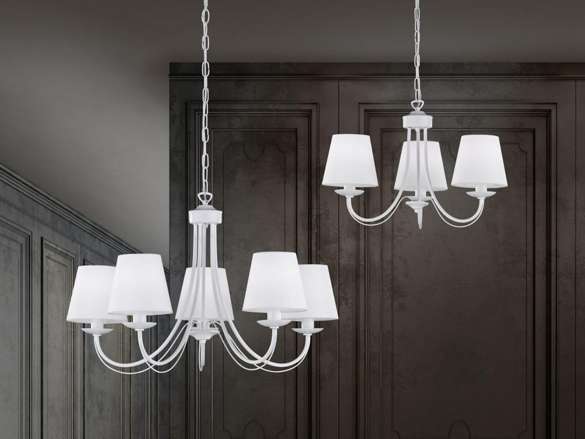 LED-KRONLEUCHTER Ø70cm, Lampenschirme Stoff Weiß - Weiß, Textil/Metall (70/70/150cm) - meineWunschleuchte